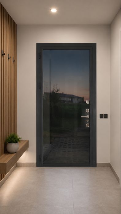 Входна врата за къща - Premium grey glass