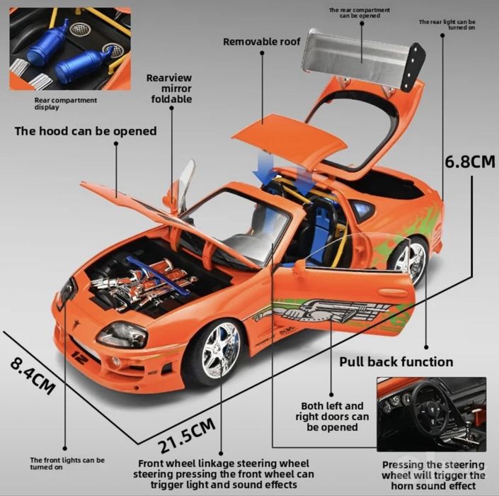 Toyota Supra Mk4 1:24 Масштабная модель металлическая
