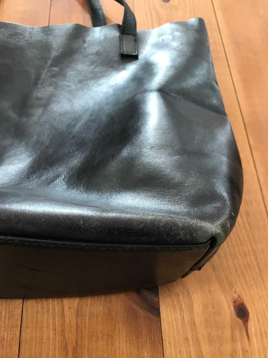 Дамска чанта, естествена кожа - черна