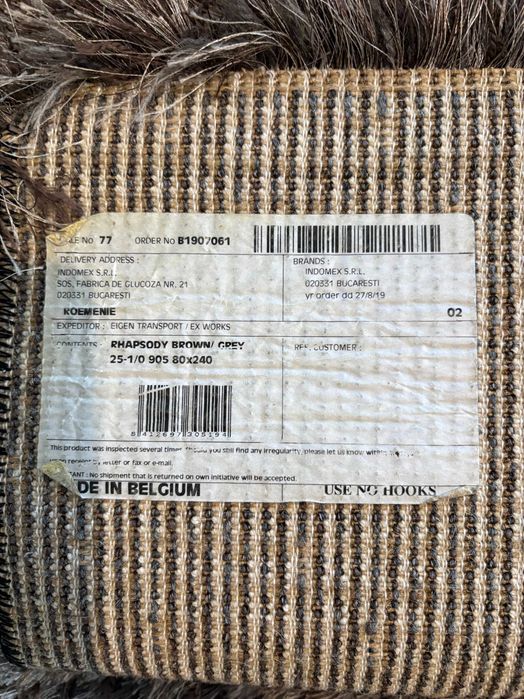 Carpete Rhapsody Brown/Grey, lână, Belgia– 80 × 240 cm