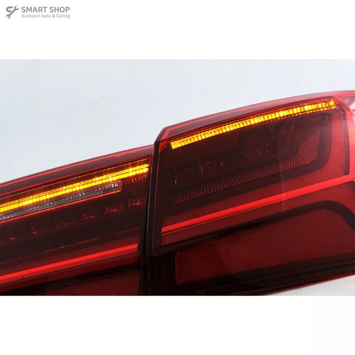 Stopuri Full LED compatibil cu Audi A6 4G C7 (2011-2014) Red Clear Facelift Design Semnalizare Secventiala