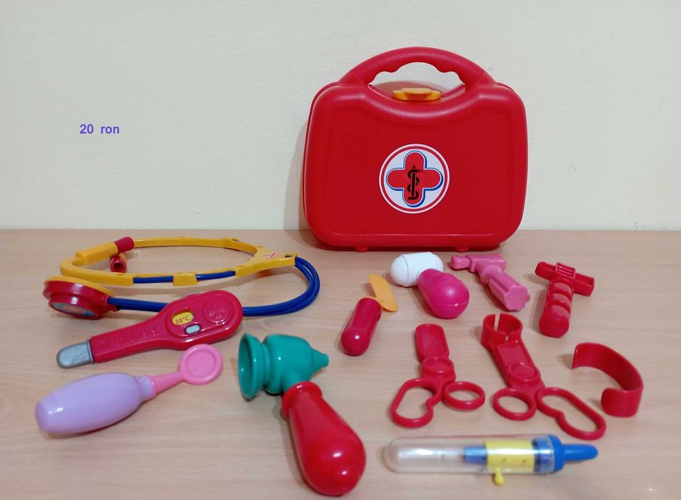 Catel robot cu efecte luminoase si sonore, set doctor, binocluri copii