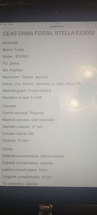 Ceas dama Fossil