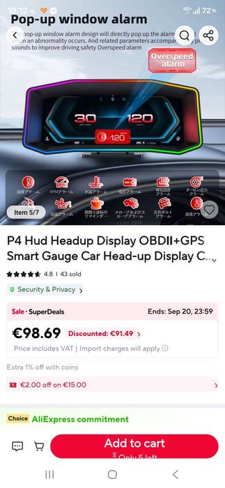 Obd head up дисплей