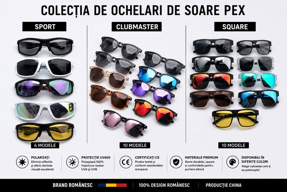 Ochelari de soare PEX Polarizați | UV400 | Certificați CE | Design românesc