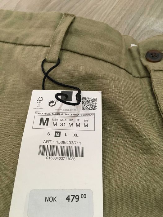 Zara Men's линен бленд мъжки панталонки 31