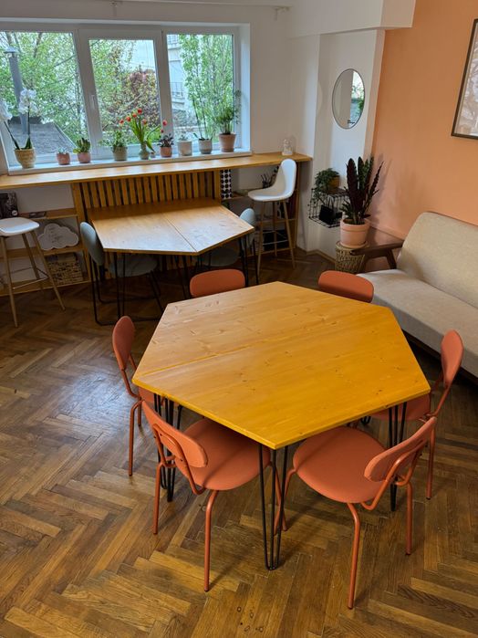 Mese lemn modulare cu picioare de metal