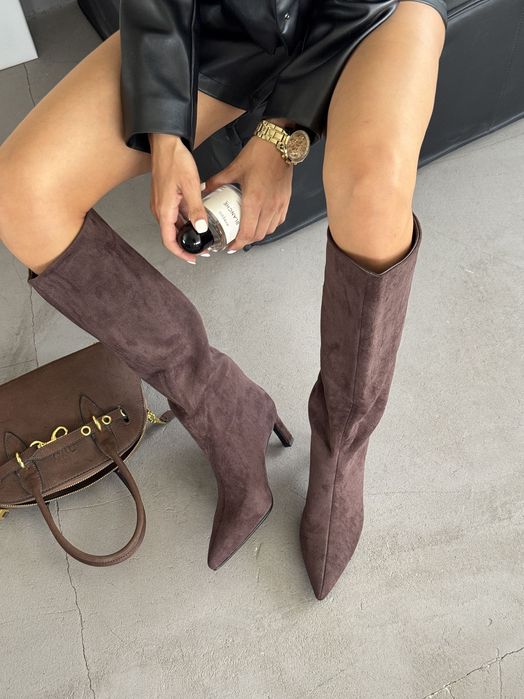 Дамски ботуши велур на ток