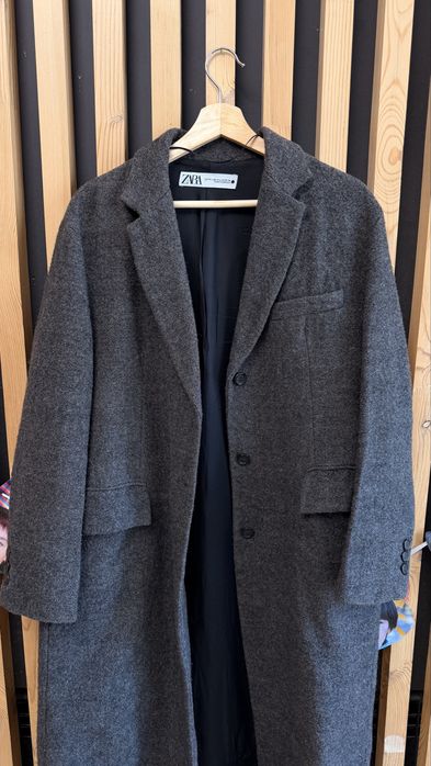 Zara пальто темно-серое