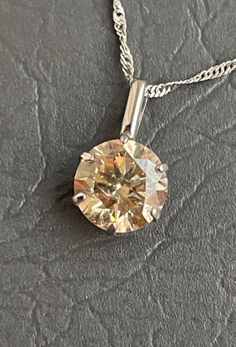 Lant din platina cu diamant natural  fancy  brown  0,70ct