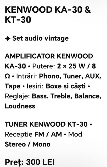 Amplificator și tuner Kenwood
