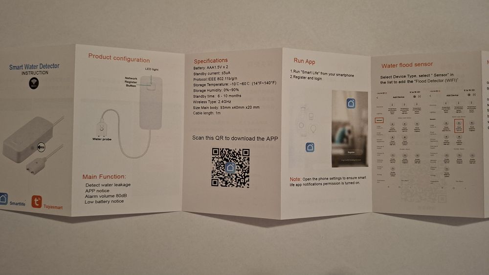 Senzor smart inundație / scurgeri apă / cu alarmă. Tuya