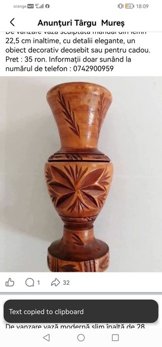 Vaza sculptate lemn si vaza moderna