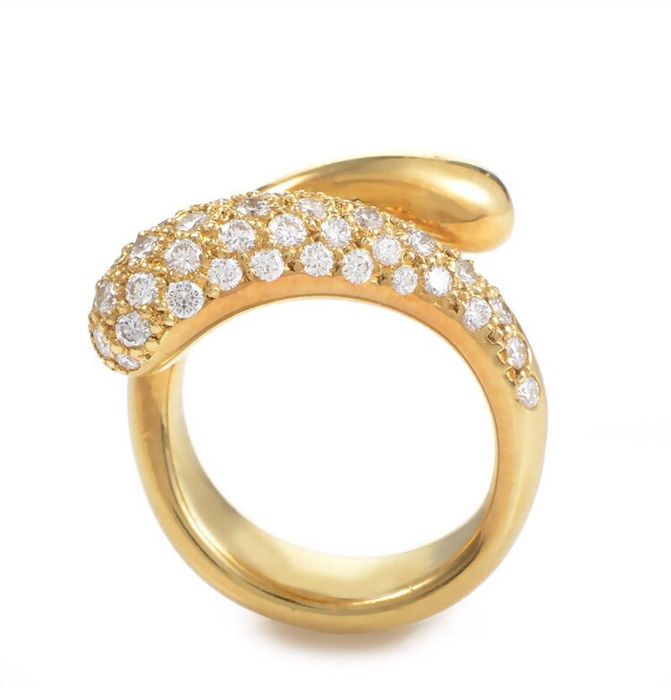 Tiffany&Co. 750/diamonds Elsa Peretti® Bypass Teardrop Ring