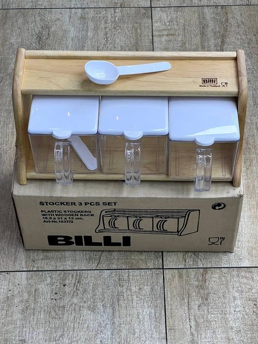 Набор банок для специй BILLI с деревянной стойкой
