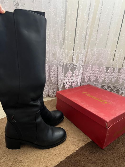 Кожаные зимние сапоги