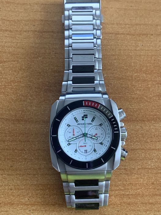 Jacques Farel  хронограф с керамичен базел и звена нс веригата
