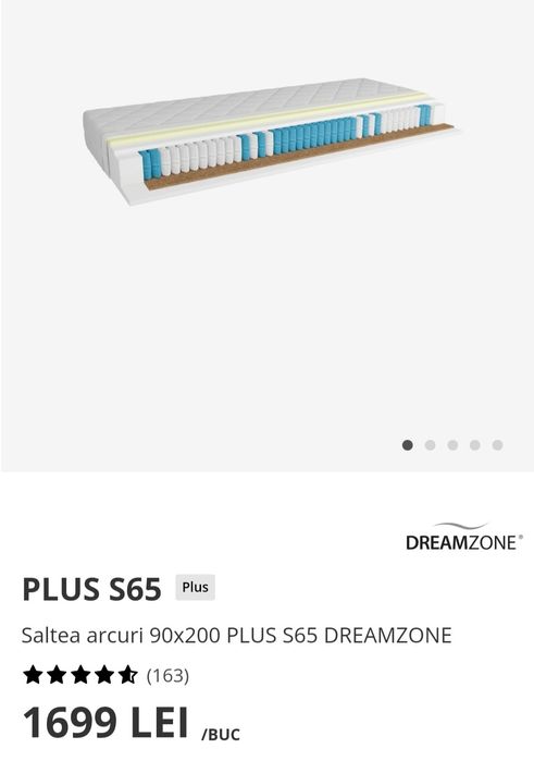 Pat 90/200, cu saltea, somieră rabatabilă şi ladă depozitare