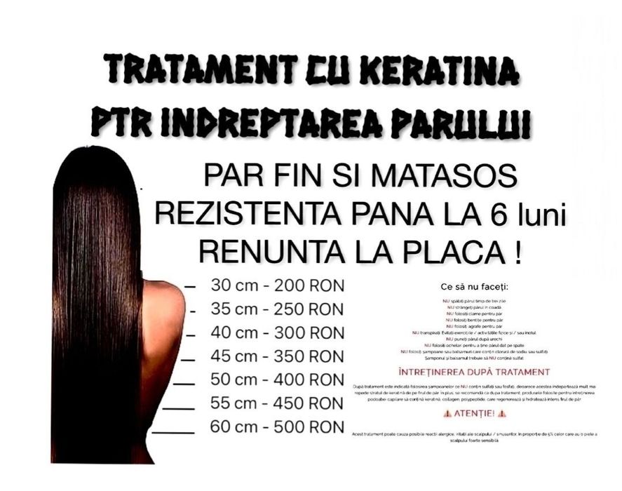 Tratament keratina braziliana pentru îndreptarea parului