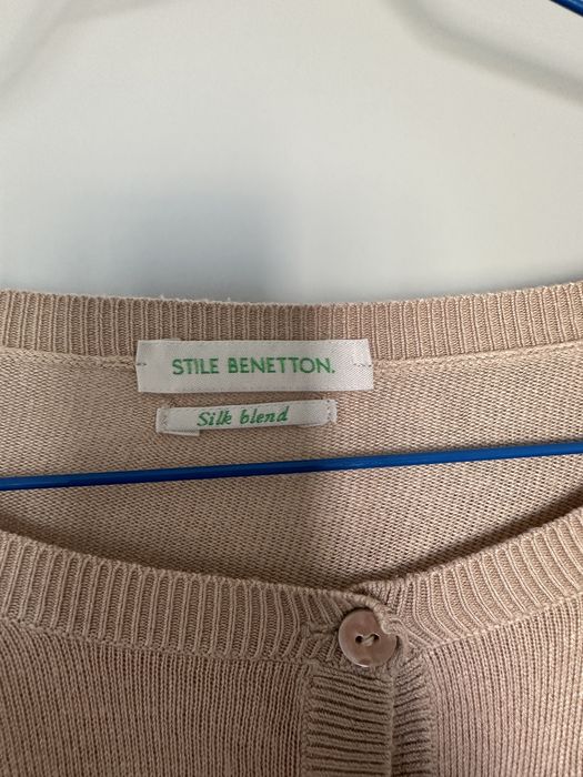 Cardigan scurt crem , din vascoza si matase