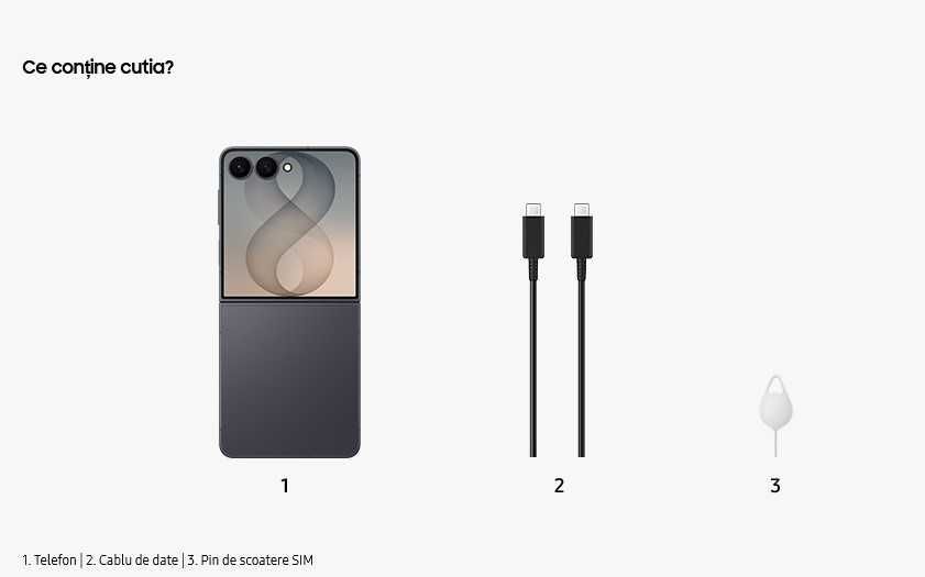 Samsung Galaxy Z Flip8, 512GB, 12GB RAM, Dual SIM, 5G, Graphite, Nou, SIGILAT, Factura si Garantie 2 ani