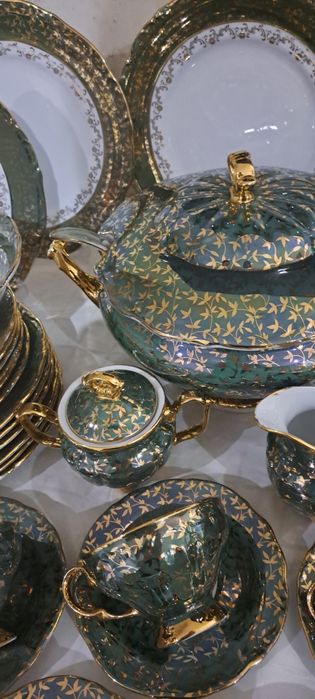 Чехословакия оргинал чайно_столовый сервиз "Хамелион"перламутр на 6