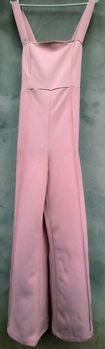 Salopetă roz pal, mărime L (42-44) – bretele late & pantaloni evazați