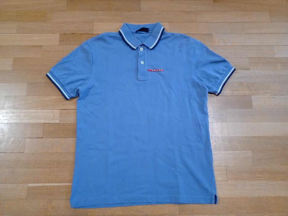 PRADA Polo Red Tab Logo тениска с якичка 100% памук оригинал размер М