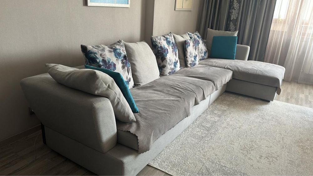 Диван угловой, серый
