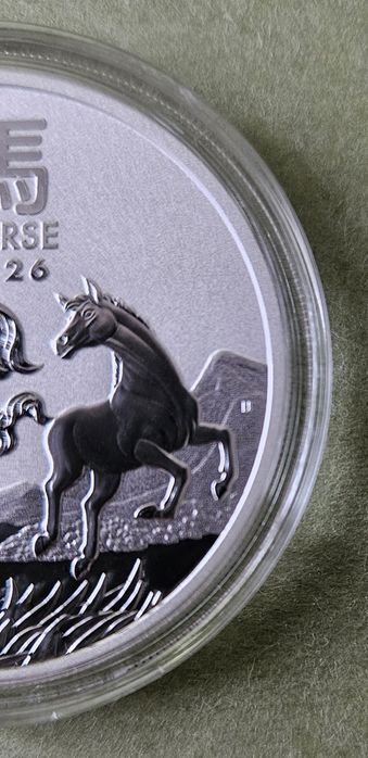 Сребърна монета, австралийски лунар, Кон, 1 унция, 2026 г.