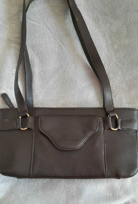 Дамска чанта Marc Picard от естествена кожа – шоколадово кафяво