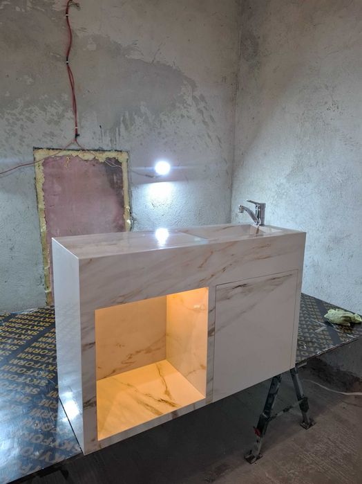 Мивка от гранитогрес . Шкаф с умивалник Луксозна мивка с шкаф