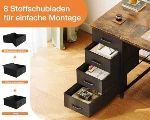 Бюро Coleshome 120см с 8 чекмеджета кафяво