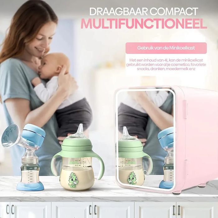 Мини хладилник OLVY с обем 4 литра за козметика, бебешка храна, мляко,