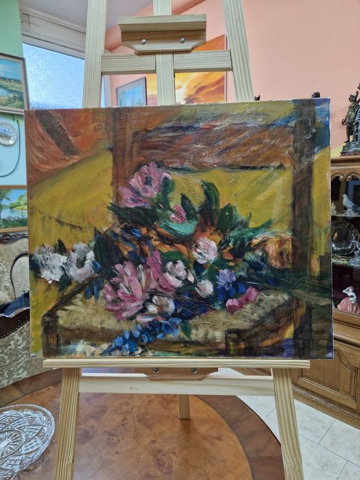 Красива антикварна картина масло върху платно