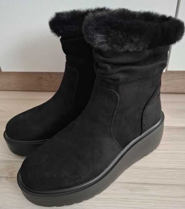 Черни боти велур и плюш