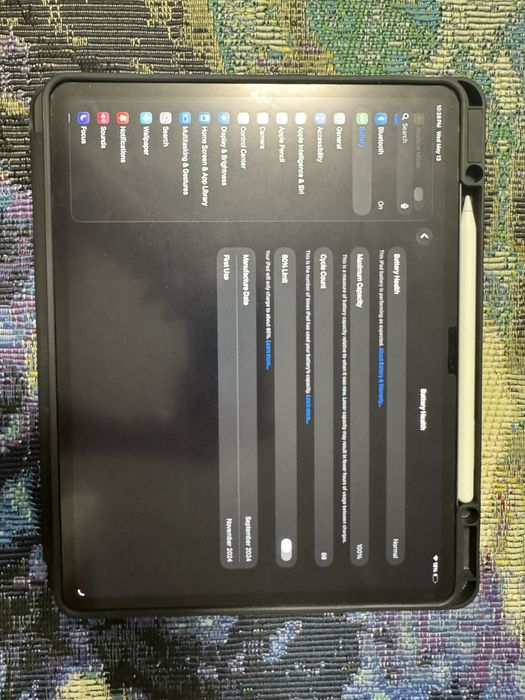 Ipad Air 13 inch M2 2024 128GB Gri; Apple pencil pro; Husa; 100% baterie