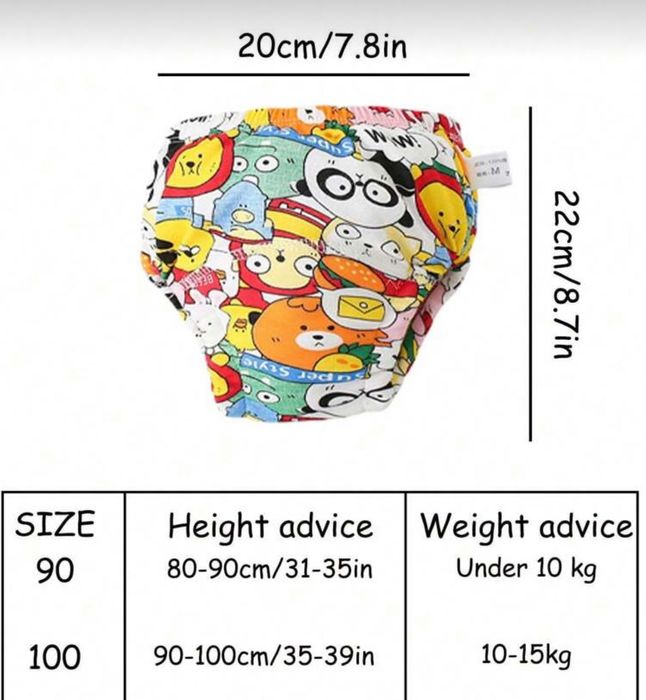 Scutece textile, chilotei de antrenament la olita. 1-3 ani. 90-100 cm