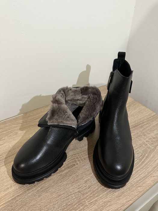 Кожаные зимние ботинки