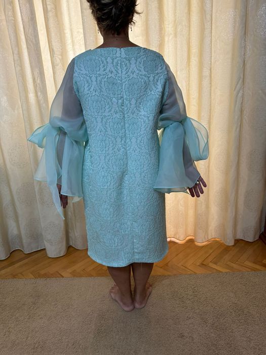 Rochie de ocazie, model deosebit, culoare turcoaz