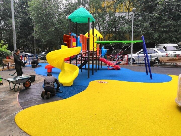 Резиновое покрытие, болалар майдонлари учун резина копламаси