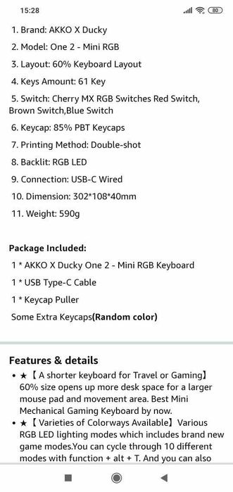 СКИДКА! Ducky One 2 Mini Механическая Клавиатура (свитчи cherry blue)