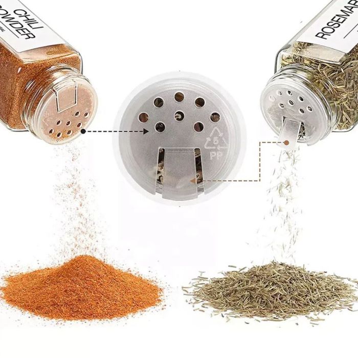 12 бурканчета за подправки-бамбук + 12 Етикети, маркер, фуния