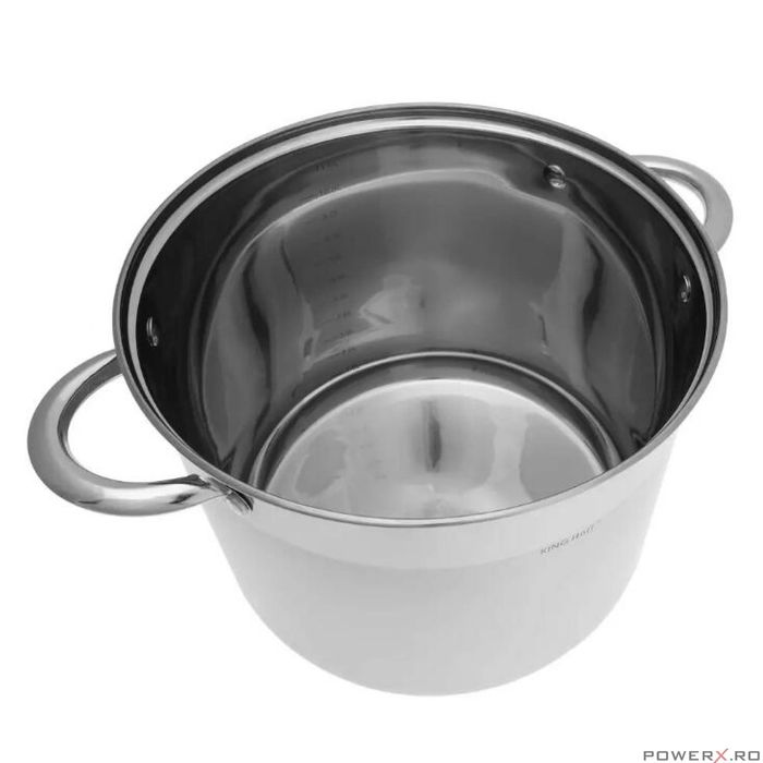 Set 3 oale din inox, cu capac sticla, 11.1l, 13.5l, 16.2l, KingHoff