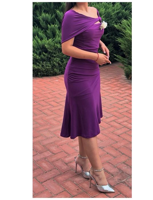 Rochie cu capă de seară elegantă Mov