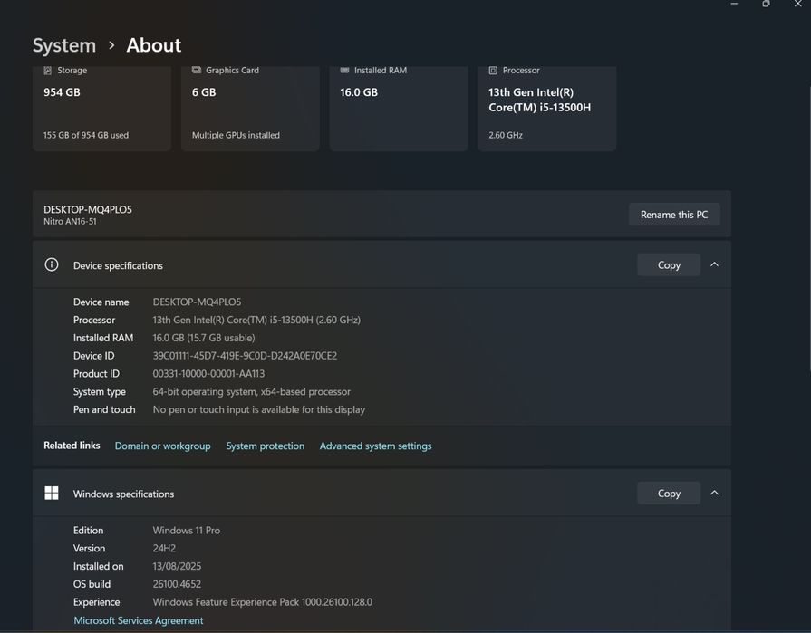Acer Nitro AN16-51 Nvidia RTX 4050