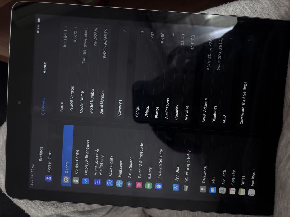 Ipad 9’7, 5th generation, 32GB, Silver