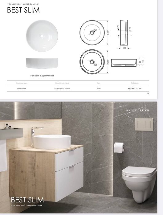 Раковина накладная (Умывальник) Россияда ишлаб чикарилган ОПТОМ НАРХЛА