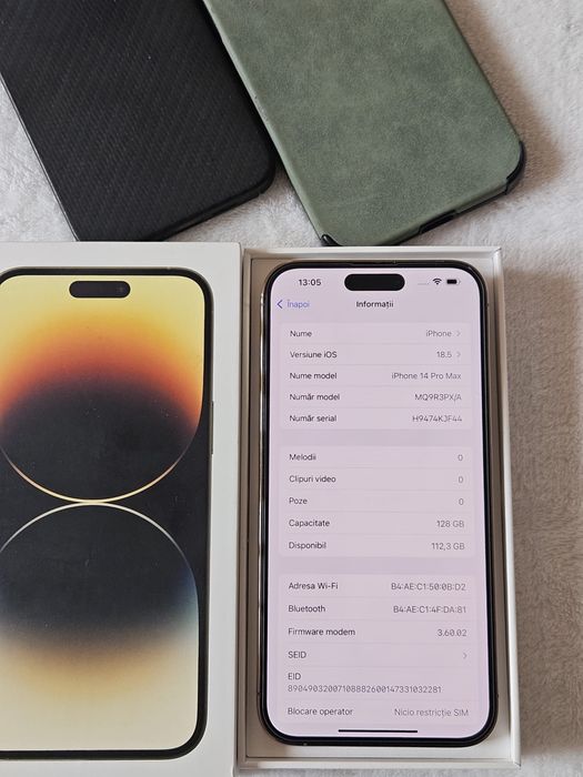 iPhone 14 Pro Max, 128 Gb, Gold, Full box, stare foarte buna
