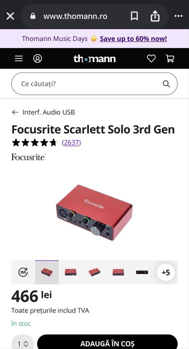 Placa audio Scarlett Solo 3rd gen in stare foarte buna